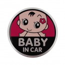 BABY IN CAR 花朵婴儿铝合金贴标 